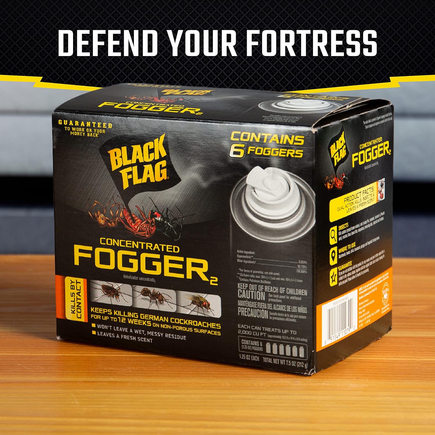 Black Flag Concentrated Fogger, 6 Count-1.25 Ounce Cans, Indoor Insecticide, 1 Pack