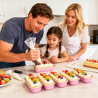 NPLUX Mini Cake Pans with Lids and Spoons, 50 Pack Pink Mini Loaf Pans with Lids, Mini Cake Containers for Baking, Mini Cheesecake and Party Desserts, Individual Cake Pans with Lids