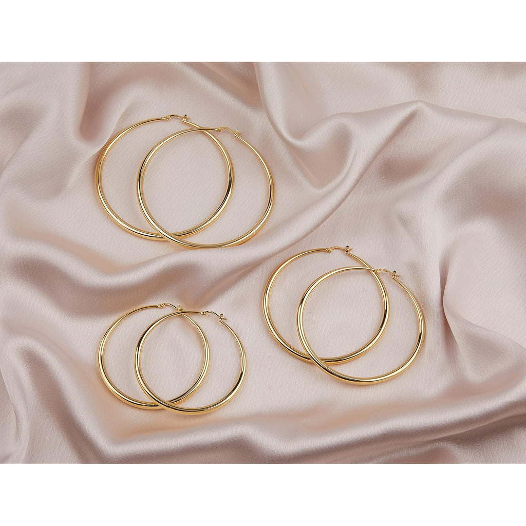 MILLA 14K Gold Hoop Earrings For Women, Silver Hoop Earrings & Rose Gold Earrings with Graduated Curvature