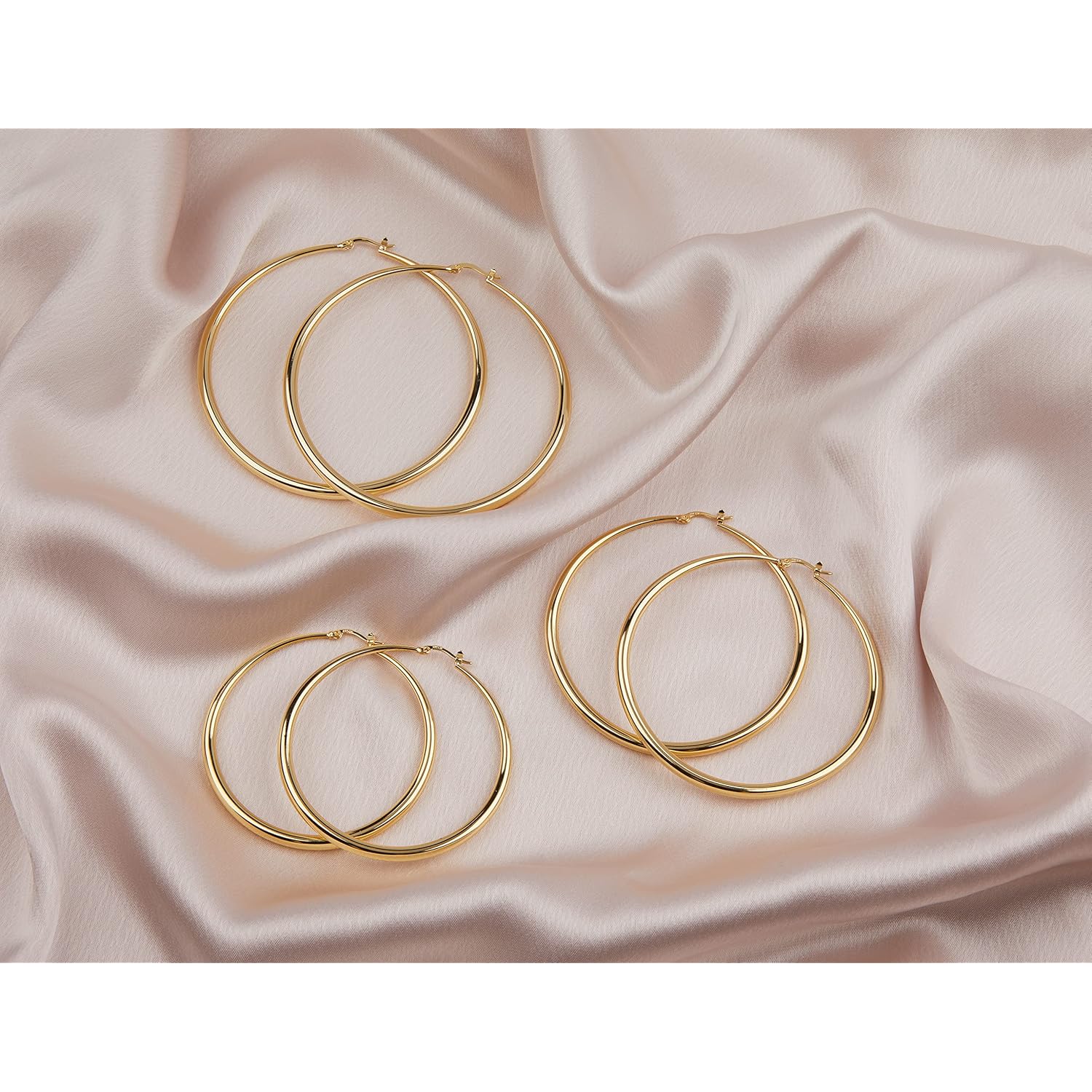 MILLA 14K Gold Hoop Earrings For Women, Silver Hoop Earrings & Rose Gold Earrings with Graduated Curvature