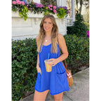 Zhiyouni Women'S Summer Sleeveless Mini Dress V Neck Spaghetti Straps Athletic Built-In Shorts Sundress