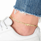 Barzel 18K Gold Plated Flat Marina Elephant Anklet For Women - Made In Brazil