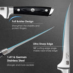 Shan Zu Fillet Knife 7 Inch- Edge Deboning Fish And Meat Boning Knife, Professional Super Sharp Fish Knives Made Of German Stainless Steel Boning Knives With Full Tang Handle