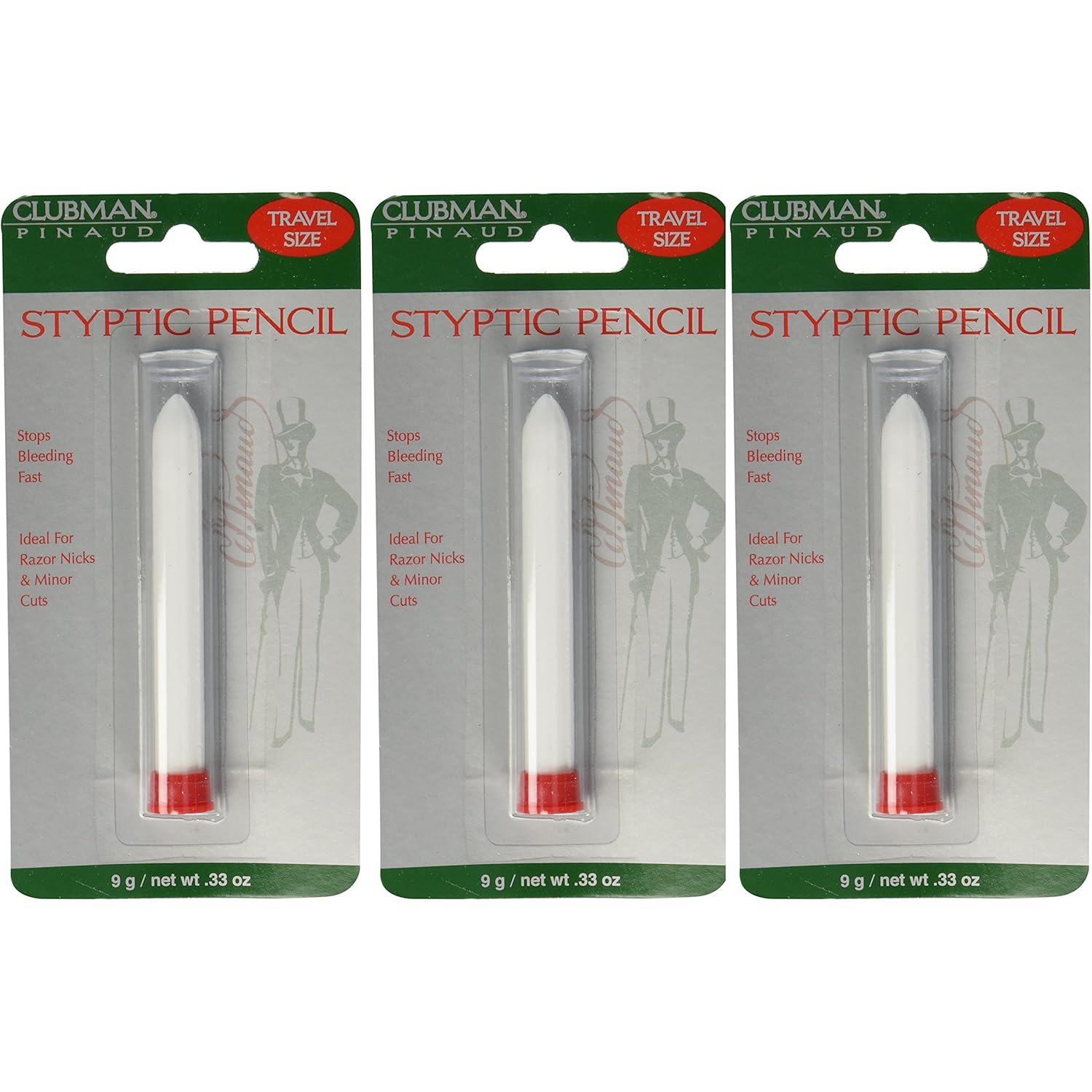 Clubman Pinaud Styptic Pencil Travel Size .33 oz (Pack of 3)