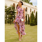 Grace Karin Womens Summer One Shoulder Sleeveless Dresses Floral Flowy Ruffle High Low Wedding Guest Maxi Sundresses