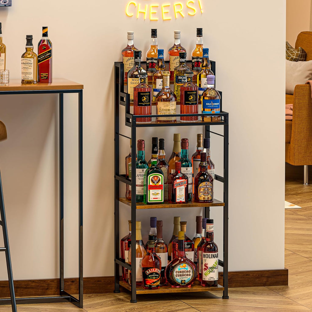 5-Tier Trapezoidal Liquor Cabinet Bar For Home, Stepped Wine Rack Freestanding Floor, Corner Syrup & Whiskey Stand, Large-Capacity Alcohol Bottle Storage Display Shelf Living Room, Patent Pending