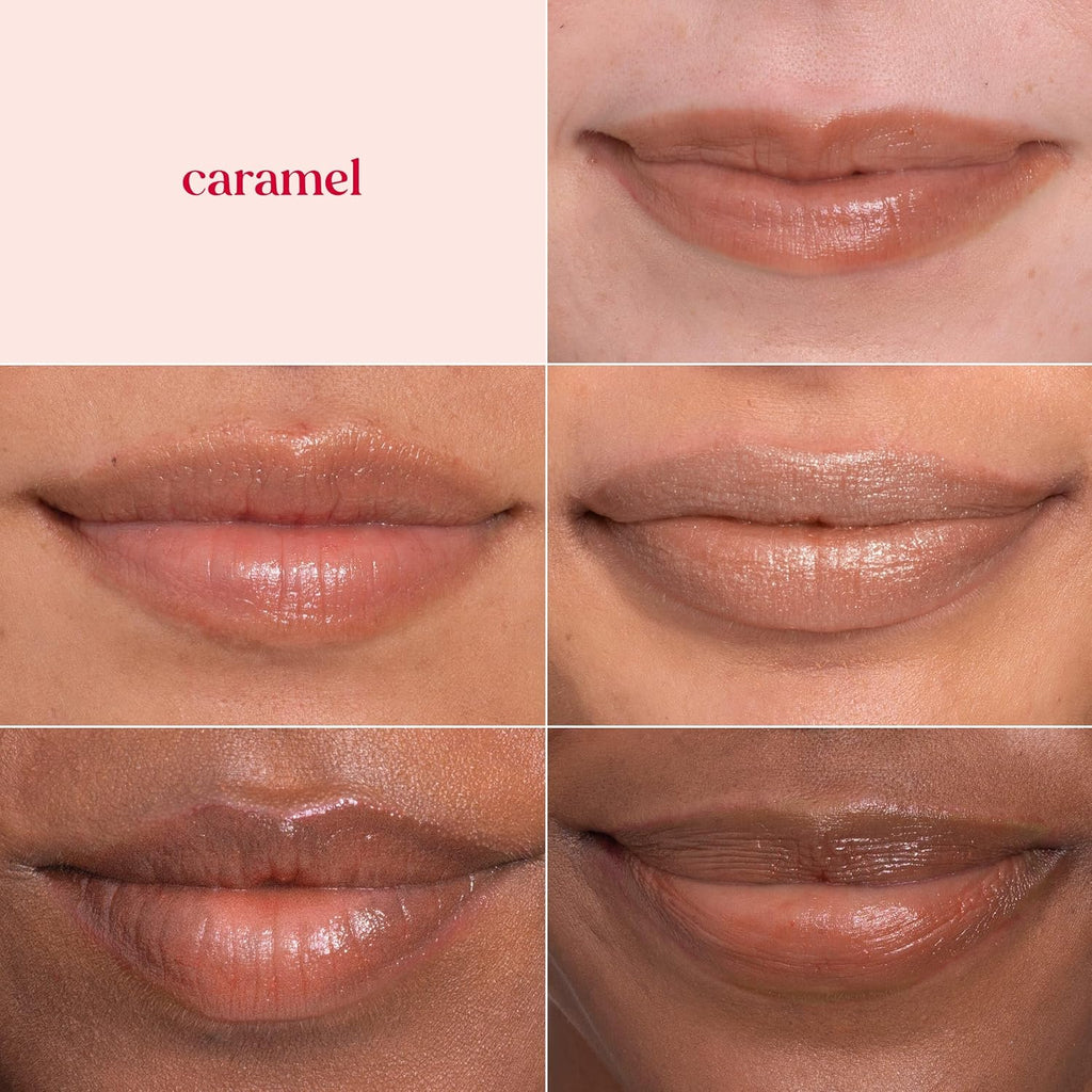 Burt'S Bees Shimmer Lip Tint Set, Tinted Lip Balm Stick, Moisturizing For All Day Hydration With Natural Origin Glowy Pigmented Finish & Buildable Color, Caramel (4-Pack)