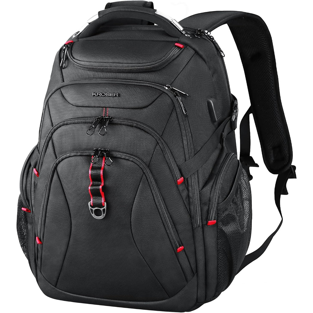Kroser Travel Laptop Backpack 17.3 Inch Xl Computer Backpack With Hard Shell Saferoom Rfid Pockets Water-Repellent Business College Daypack Stylish Bag For Men/Women-Black