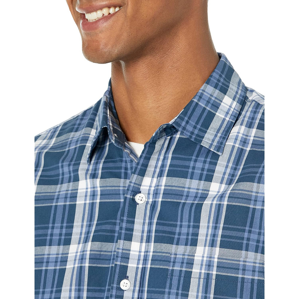 Amazon Essentials Men'S Regular-Fit Short-Sleeve Poplin Shirt, Collared, Washed