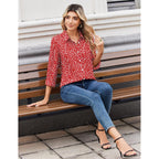 Zeagoo Women Blouses Chiffon Long Sleeve Button Down Shirts Business Causal Dressy Work Top V Neck Summer Spring Clothes