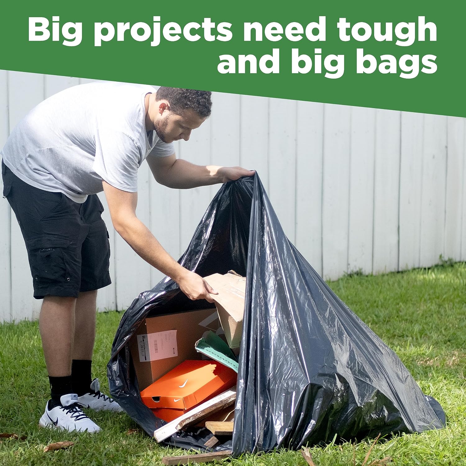 Toughbag 95-96 Gallon Extra-Large Trash Bags, 61X68” Black Garbage Bags, 1.2 Mil Thick (25 Count), Heavy-Duty Outdoor 95 Gallon Trash Bags – For Storage, Custodial, Landscape - Made In Usa