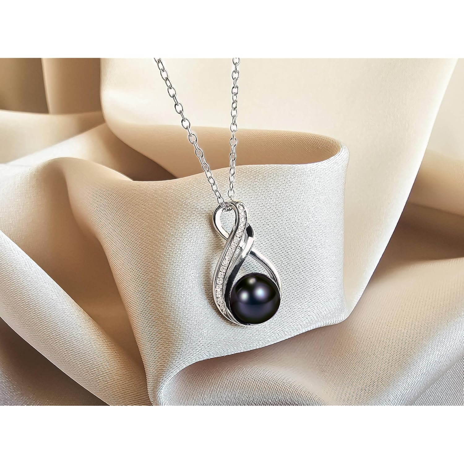 AAA+ 9mm Natural Black pearl necklace for women - Real pearl necklaces for women (18k gold platted 925 sterling Silver)