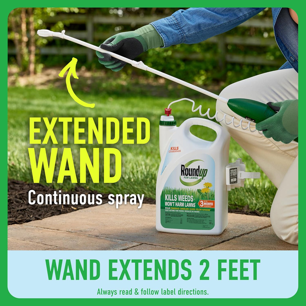 Roundup For Lawns1 With Extend Wand, 1.33 Gal. | Indoor/Outdoor Use, Easy Monitoring, 2 Pre-Filled Bait Stations