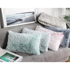 Uhomy 2 Packs Fluffy Accent Pillows Cover 20"x12", Soft Green Ombre Faux Fur Throw Pillow Case, Modern Luxury Decorative Square Cushion Cover for Farmhouse Home Decor for Sofa/Bed/Chair, 50x30cm