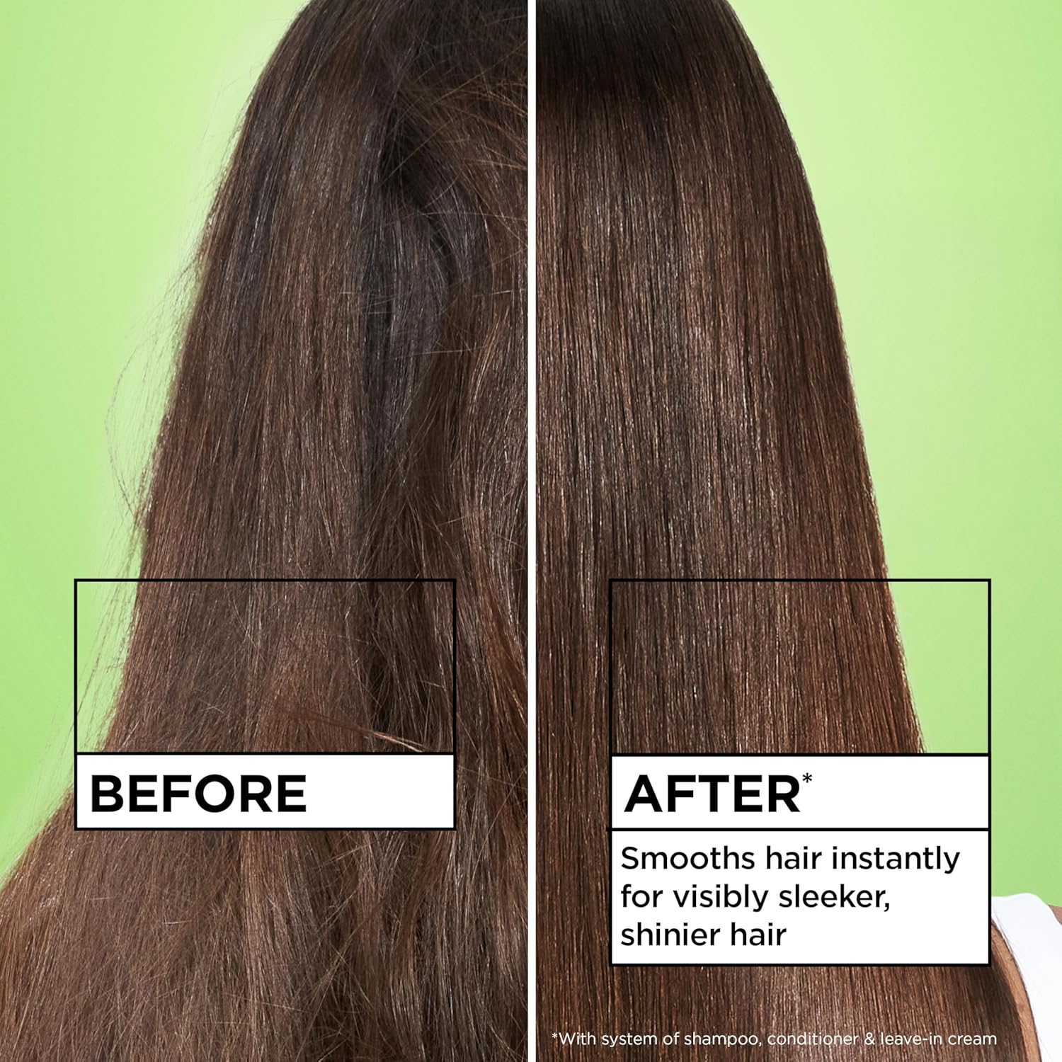 Garnier Fructis Sleek and Shine Intense Smooth Leave In Conditioner, Conditioning Hair Cream for Frizzy, Dry Hair, Plant Keratin + Argan Oil, 10.2 Fl Oz (Pack of 2)