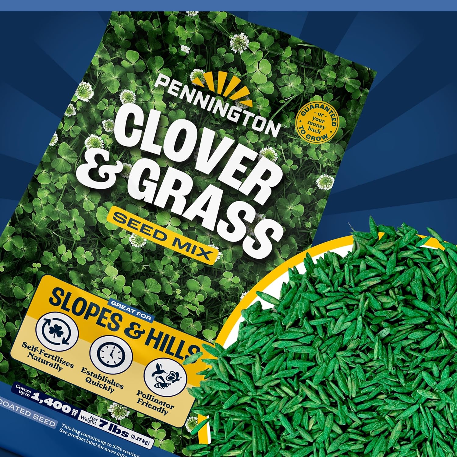 Pennington Clover + Grass Mix, Clover Seeds For Lawn, 7 Lb