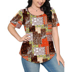 OFEEFAN Womens T Shirts Short Sleeve Pleated Dressy Casual Scooped Neck Summer Tops Blouses