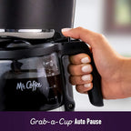 Mr. Coffee Programmable Coffee Maker 5 Cups With Auto Pause Glass Carafe Compact Design Black