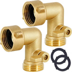 Lifynste Garden Hose Elbow Connector, 90 Degree Brass Garden Hose Elbow Adapter With Shut Off Valves, 2 Pack