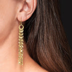 Ross-Simons Italian 14kt Yellow Gold Multi-Strand Lumachina-Chain Drop Earrings