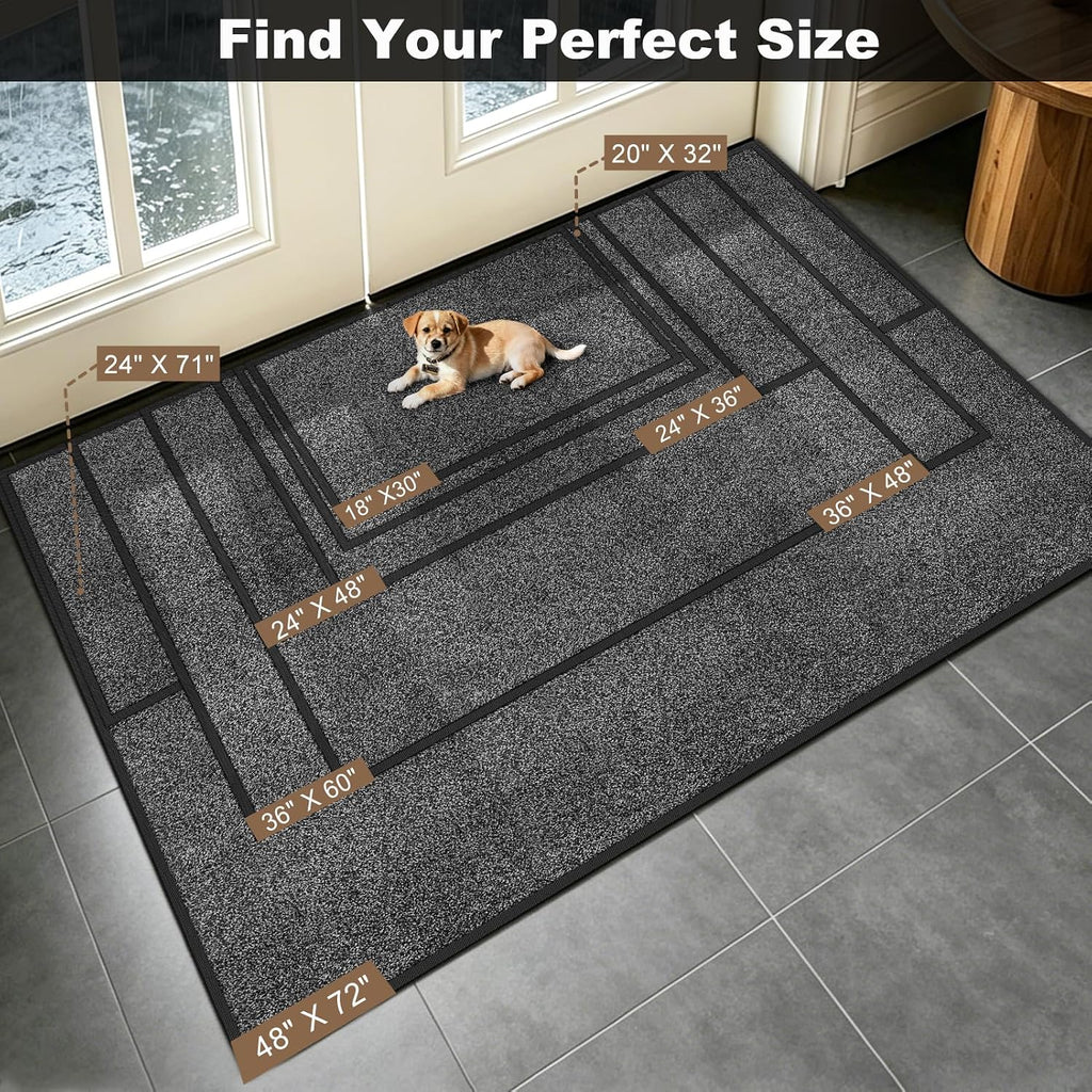 Super Absorbent Front Door Mat, 29.5" X 17", Non-Slip Washable Indoor Doormats, Low Profile Entryway Rug Outdoor, Dirt Resistant Welcome Mats For Front And Back Door Entrance, Grey