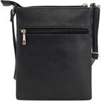 DELUXITY Crossbody Purse Bag Shoulder Bag Multi Pocket Zipper Purse | Black
