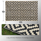 Waterproof Outdoor Rug 5X8 Ft, Plastic Reversible Rug, Modern Area Rug, Large Floor Mat For Outdoors, Rv, Patio, Backyard, Deck, Picnic, Beach, Camping, Black & Beige