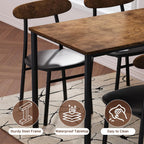 Yumori Dining Table Set For 2, Wood Square Table With 2 Upholstered Chairs For Kitchen And Dining Room, Space Saving (Rustic Brown)