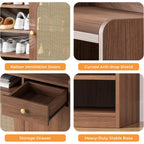 Likimio Rattan Shoe Storage Cabinet, 30 Pairs 6-Tier Shoe Cabinet Storage For Entryway With Led Light, Drawer & Doors, Adjustable Shelves, Shoe Rack Organizer For Hallway, Living Room, Walnut
