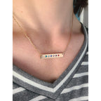 DistinctlyIvy Birthstone Bar Necklace - Choose Crystal Colors, Chain Length, Silver Rose Gold Options - Christmas Mom Gift - DGR DBB