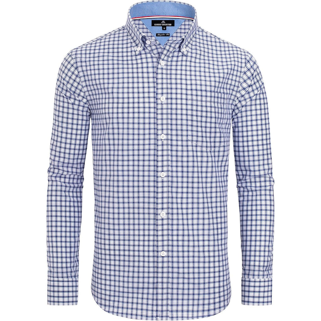 Alimens & Gentle Men'S Plaid Button Down Shirts Cotton Long Sleeve Dress Shirts Regular Fit Gingham Shirts