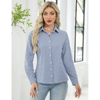 Womens Long Sleeve Button Down Shirts Casual Loose Fit Cotton Collared Blouses
