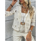 Gorglitter Women'S Lace Cardigan Jacket Zip Up Crochet Sheer Vacation Cruise Going Out Long Sleeve Hooded Tops