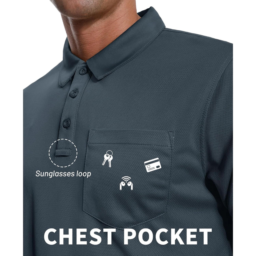 Zity Men'S 3 Pack Polo Shirts Short Sleeve With Pocket Moisture Wicking Casual Work Golf Lightweight Collared T-Shirts