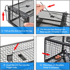 2-Pack Rat Traps Humane Live Mouse Vole Chipmunk Trap Cage For Indoors And Outdoors (Black)