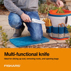 Fiskars Steel Garden Knife, Multi-Purpose Weed Puller Gardening Tool For Planting, Weeding, Digging, And Cultivating With Hanging Hole