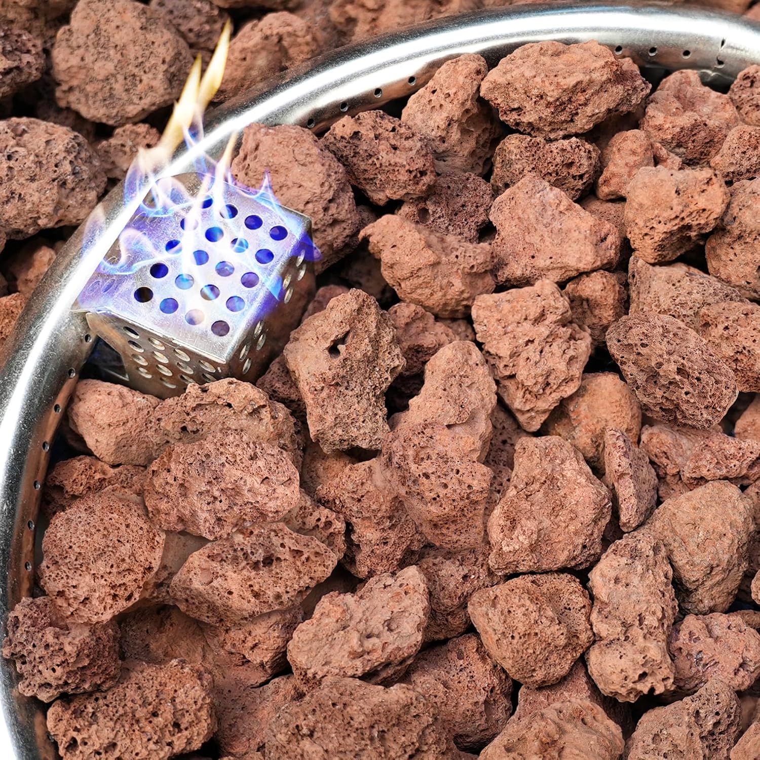 Nupick 10Lb Red Lava Rocks For Fire Pit, Volcanic Rock For Fireplace | 1/2"-2" Lava Stone For Natural Gas & Propane Systems, Fire Glass Base Layer, Fire Bowls, Landscaping, Plants, Aquarium