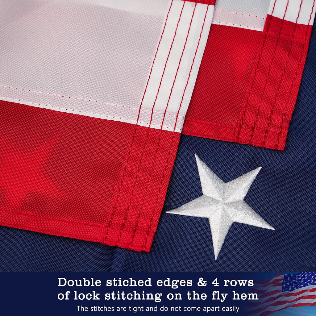 American Flag 3 X 5Ft, 350D Polyester Heavy Duty American Flags For Outside, Long-Lasting Us Flag With Embroidered Stars, Sewn Stripes, Brass Grommets, High Wind Proof Usa Flags For Outdoor