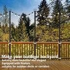 Ailbton 10Ft String Light Poles 4 Pack,Light Poles For Outside Lights,Outdoor With Fence Brackets Hanging Lights,Metal Stand Deck Patio Backyard
