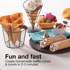 Proctor Silex Waffle Cone And Ice Cream Bowl Maker With Browning Control | Fun And Fast, Cooks In 2-3 Minutes | Includes Cone Shaper Roller & Cup Press | 7.5” Pfas-Free Non-Stick Plates | White