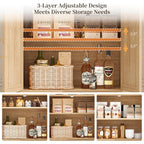 Fluted Coffee Bar Cabinet With Storage, Coffee Station With Adjustable Shelf And Hutch, 23.6" Sideboard Buffet Cabinet With 7 Hooks For Kitchen Living Room, Natural Oak