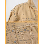 Women'S Long Sleeve Rivet Studded Denim Jacket Casual Washed Short Jean Coat Western Outfits
