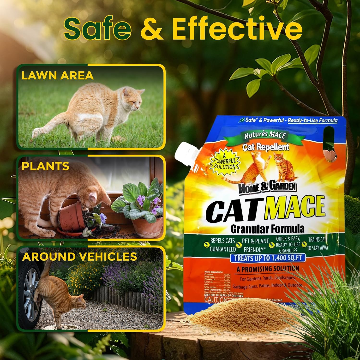 Nature'S Mace, Cat Mace, 2.5Lb Granular, Cat Repellent Outdoor To Keep Cats Away, Keep Cats Out Of Yard Permanently, With Consistent Use, For Garden, Plants, No-Dig, Stray Deterrent