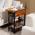 Yoobure End Table With Charging Station, Flip Top Side Table With Usb Ports And Outlets, Sofa Couch Table Bedside Table For Living Room Bedroom, Narrow Nightstand With Storage Shelves For Small Space