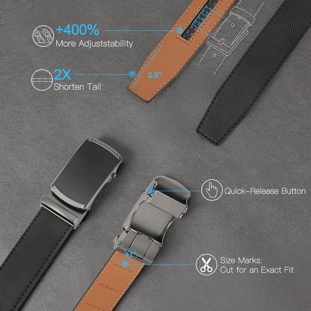 Goiacii Men Belt Ratchet Leather Belt Effortless Style For Men'S Dress Casual Jeans Trim To Fit