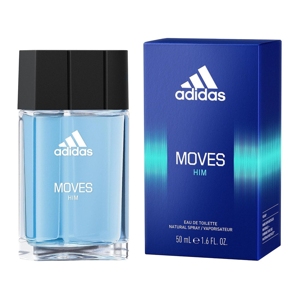 Adidas Moves Him Eau De Toilette 1.6 Fl Oz (Pack Of 1), Notes Of Green Apple, Cedarwood, Musk, Men'S Fragrance, Long Lasting, Sporty Fragrance, Travel Size