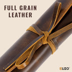 ELIZO Leather Knife Roll Bag Professional Chef Knife Case, Durable Knife Sheath Holder, Cooks & Culinary Tools Carrying Storage, Portable Knife Wrap - 4 Slots