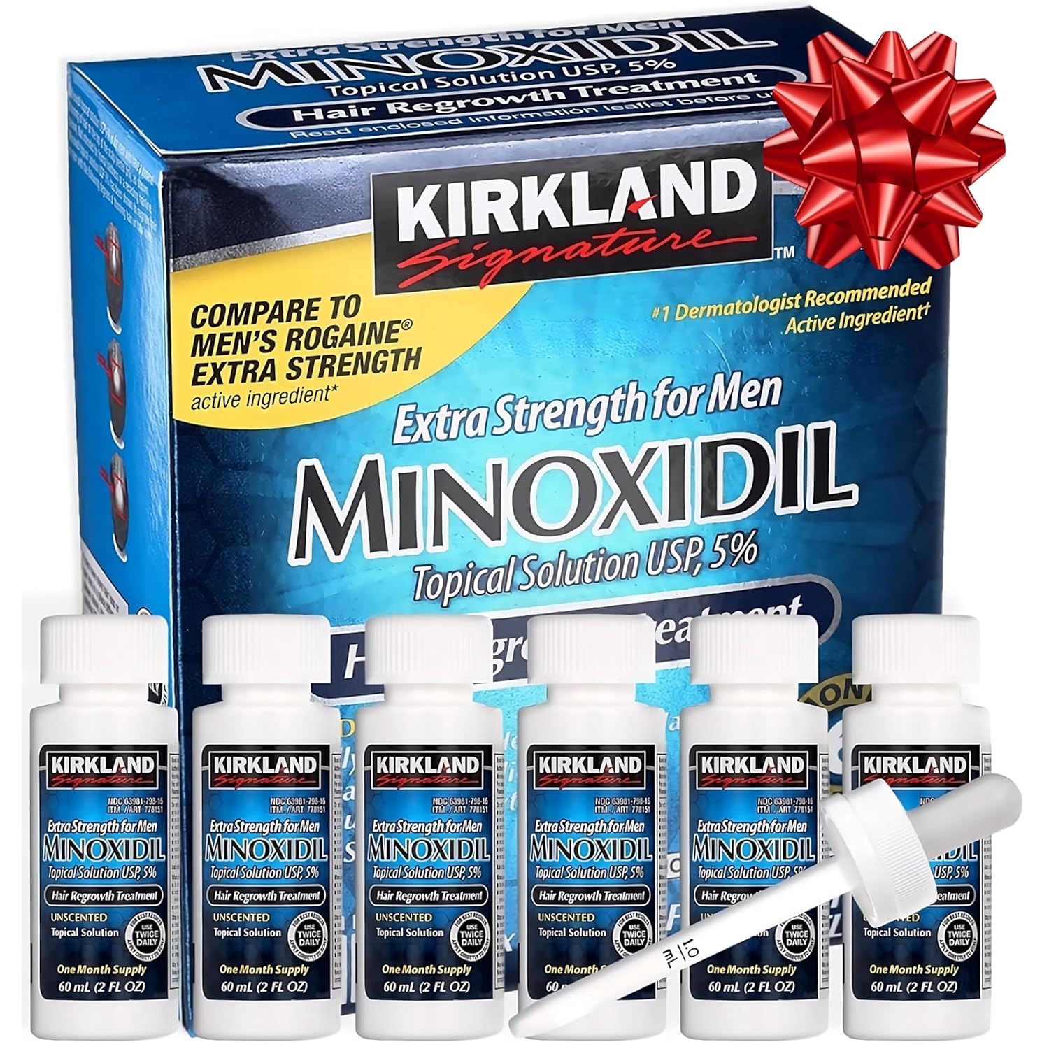 Minoxidil Liquid Extra Strength Hair Regrowth Treatment for Men, 5% Topical Solution, 6 Months Supply - Dropper Applicator and Bonus Free Instructional Guide Included