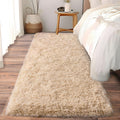 Soft Runner Rugs For Bedroom Hallway 2X6 Beige Fluffy Shag Washable | Upgrade Non Slip Throw Area Rug For Bedside Dorm, Long Shaggy Furry Carpet For Living Room, Flame Resistant