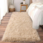 Soft Runner Rugs For Bedroom Hallway 2X6 Beige Fluffy Shag Washable | Upgrade Non Slip Throw Area Rug For Bedside Dorm, Long Shaggy Furry Carpet For Living Room, Flame Resistant